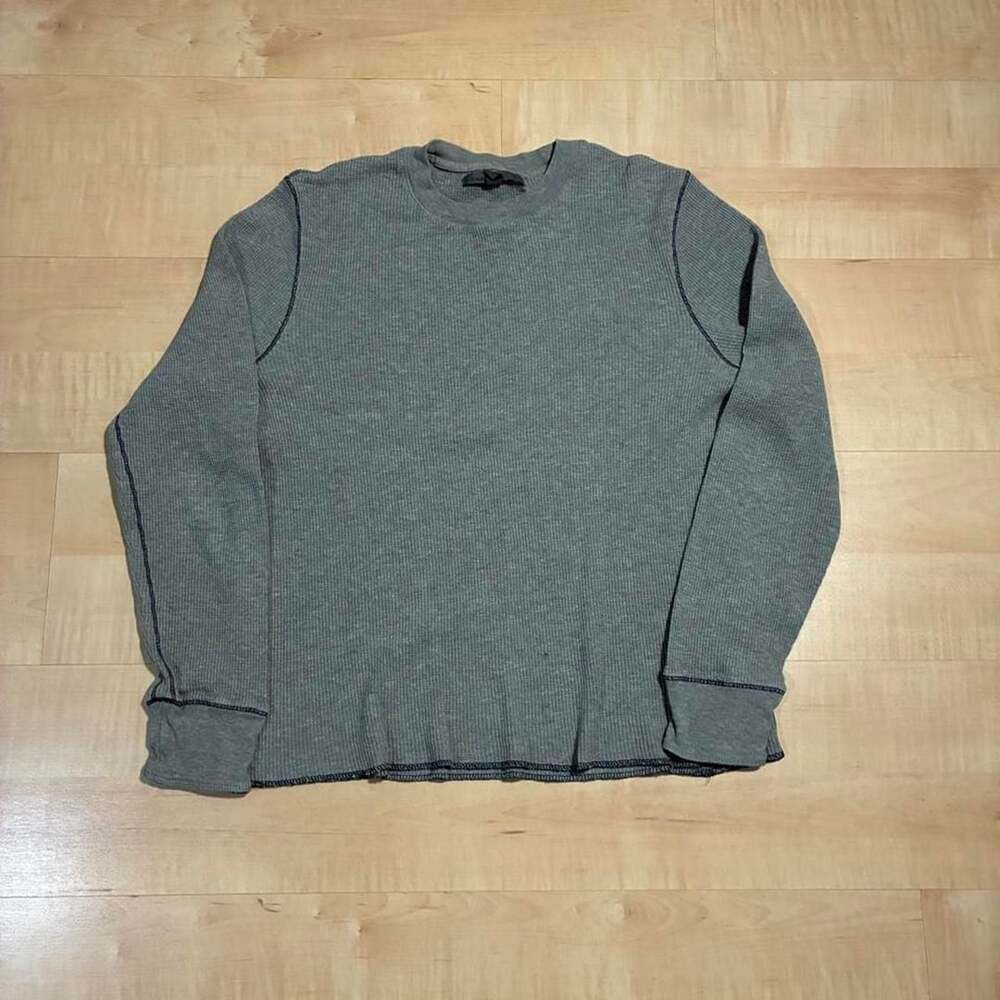 Vintage Old Navy Thermal Waffle Knit Long Sleeve Gray Medium